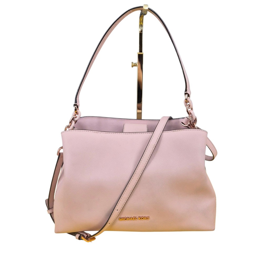 Michael Kors Pink Saffiano Leather Satchel Crossbody Bag 35F9RO5S7L